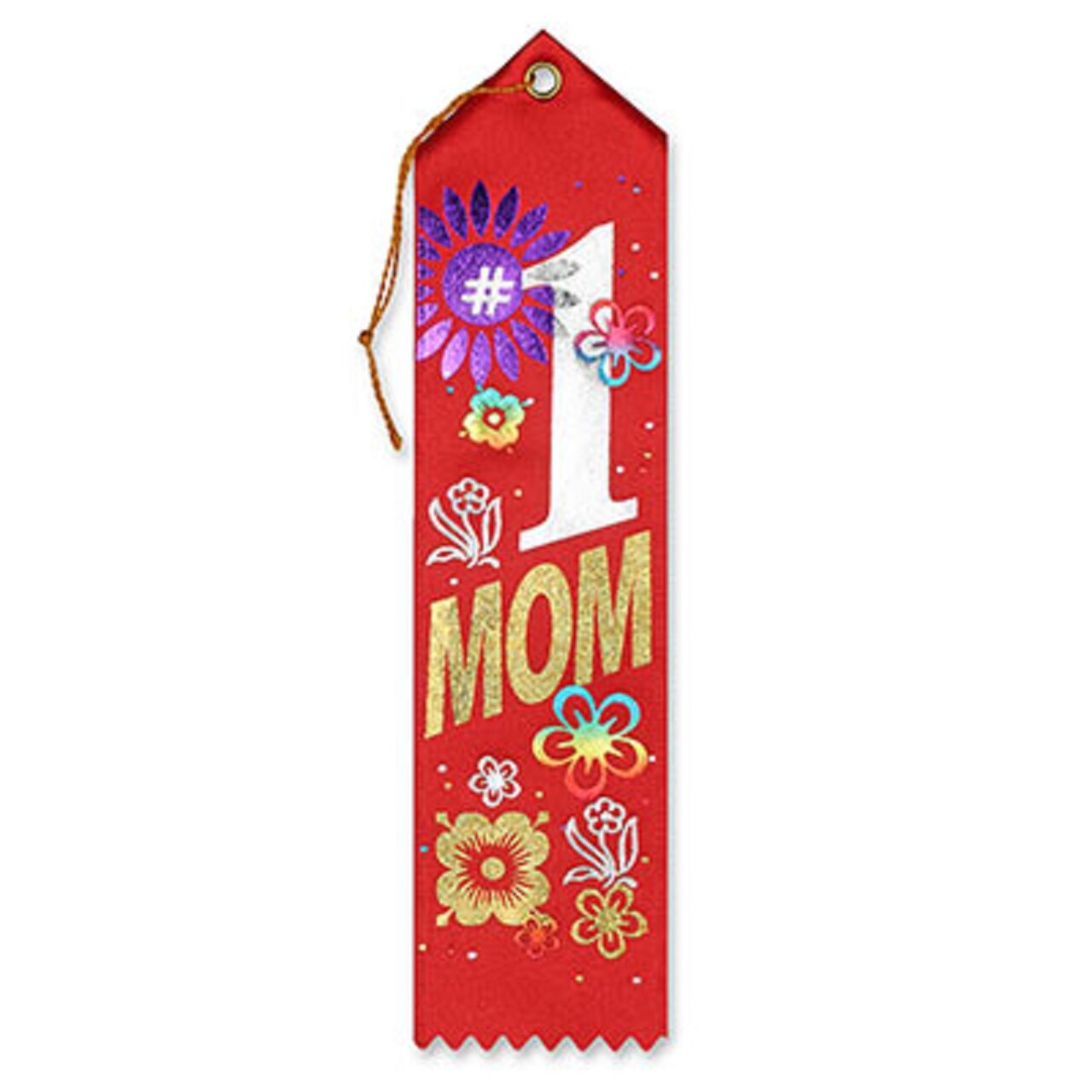 Beistle Pack of 6 Red &#x22;#1 Mom Award&#x22; School Award Ribbon Bookmarks 8&#x22;